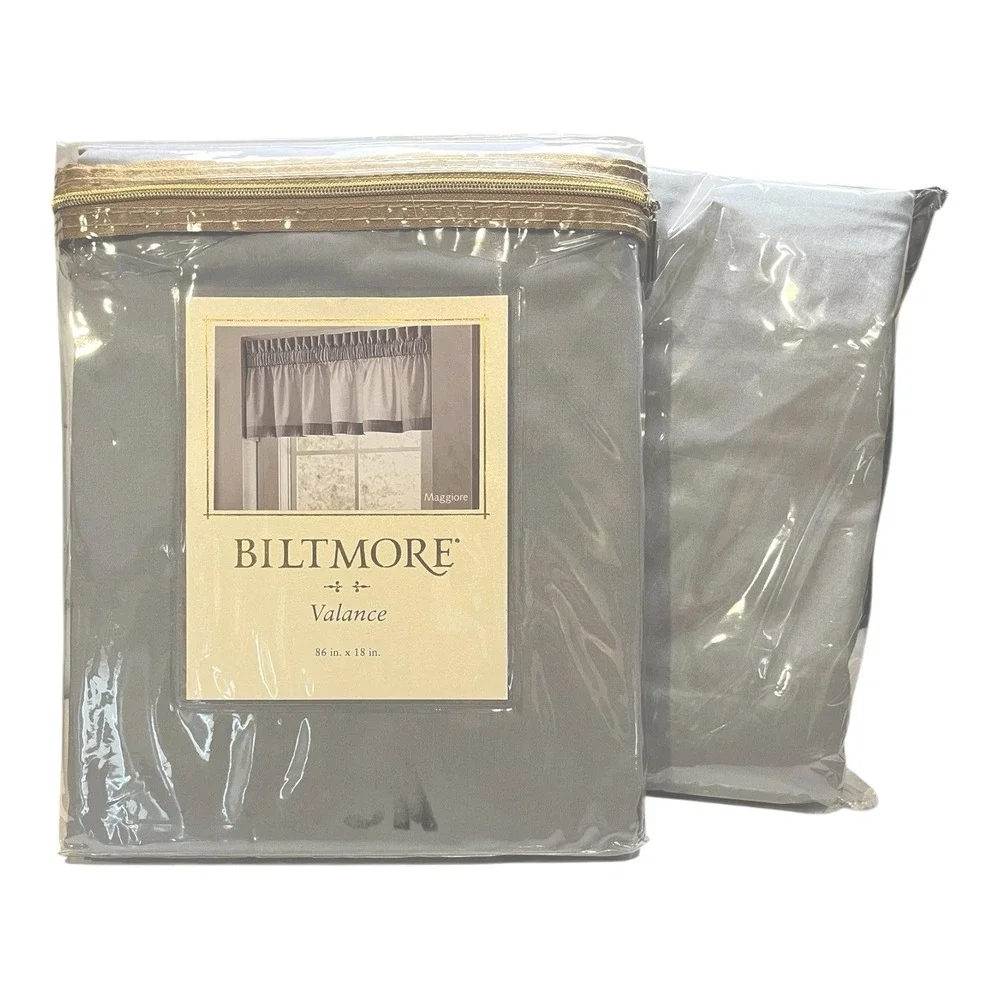 Set of 2 Biltmore Collection Maggiore Valance Stone Gray